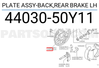 Nissan 4403050Y11 PLATE ASSY-BACK,REAR BRAKE LH