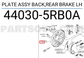 Nissan 440305RB0A PLATE ASSY BACK,REAR BRAKE LH