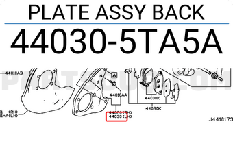 Nissan 440305TA5A PLATE ASSY BACK