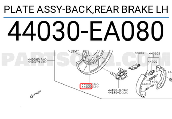 Nissan 44030EA080 PLATE ASSY-BACK,REAR BRAKE LH