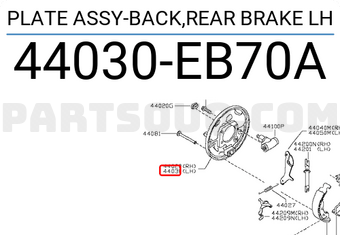 Nissan 44030EB70A PLATE ASSY-BACK,REAR BRAKE LH