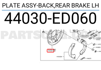 Nissan 44030ED060 PLATE ASSY-BACK,REAR BRAKE LH