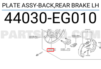 Nissan 44030EG010 PLATE ASSY-BACK,REAR BRAKE LH