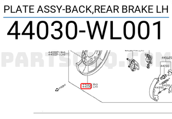 Nissan 44030WL001 PLATE ASSY-BACK,REAR BRAKE LH