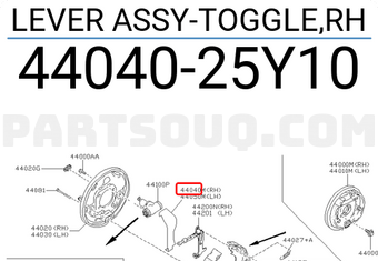 Nissan 4404025Y10 LEVER ASSY-TOGGLE,RH
