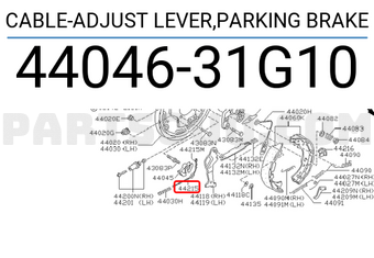 Nissan 4404631G10 CABLE-ADJUST LEVER,PARKING BRAKE
