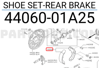 Nissan 4406001A25 SHOE SET-REAR BRAKE