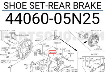 Nissan 4406005N25 SHOE SET-REAR BRAKE
