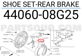 Nissan 4406008G25 SHOE SET-REAR BRAKE