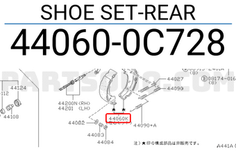 Nissan 440600C728 SHOE SET-REAR