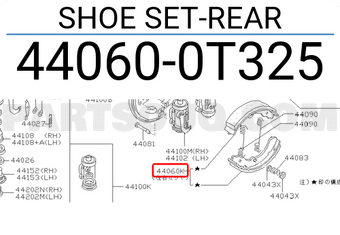 Nissan 440600T325 SHOE SET-REAR