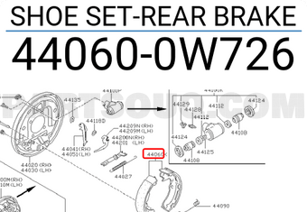 Nissan 440600W726 SHOE SET-REAR BRAKE