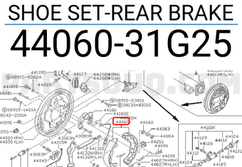 Nissan 4406031G25 SHOE SET-REAR BRAKE
