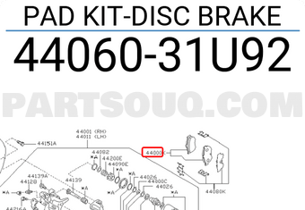 Nissan 4406031U92 PAD KIT-DISC BRAKE