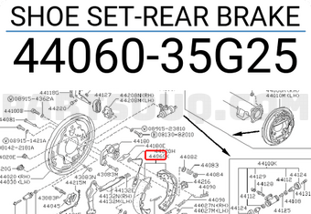 Nissan 4406035G25 SHOE SET-REAR BRAKE