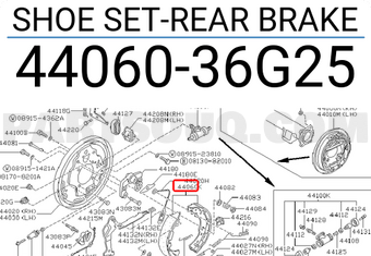 Nissan 4406036G25 SHOE SET-REAR BRAKE
