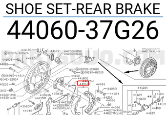 Nissan 4406037G26 SHOE SET-REAR BRAKE
