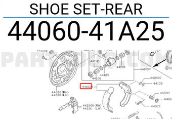 Nissan 4406041A25 SHOE SET-REAR