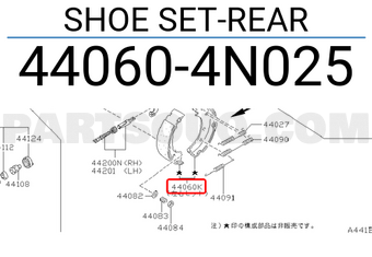 Nissan 440604N025 SHOE SET-REAR