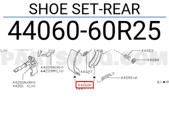 Nissan 4406060R25 SHOE SET-REAR