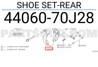 Nissan 4406070J28 SHOE SET-REAR