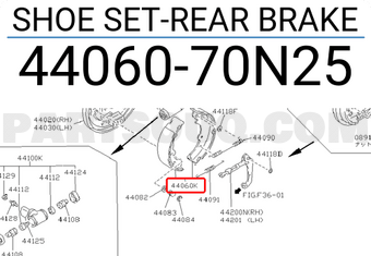 Nissan 4406070N25 SHOE SET-REAR BRAKE
