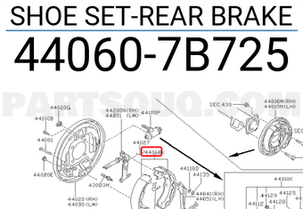 Nissan 440607B725 SHOE SET-REAR BRAKE