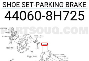 Nissan 440608H725 SHOE SET-PARKING BRAKE