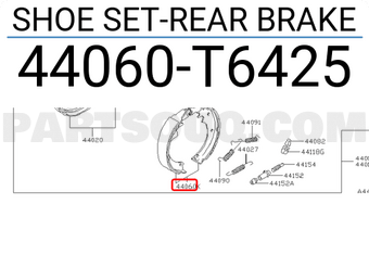 Nissan 44060T6425 SHOE SET-REAR BRAKE