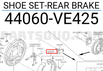 Nissan 44060VE425 SHOE SET-REAR BRAKE