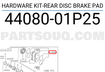 Nissan 4408001P25 HARDWARE KIT-REAR DISC BRAKE PAD