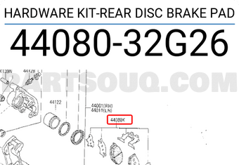 Nissan 4408032G26 HARDWARE KIT-REAR DISC BRAKE PAD