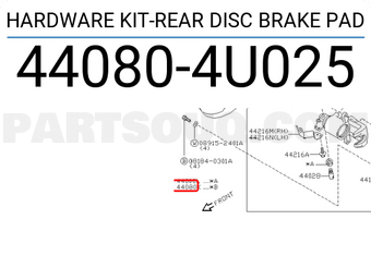 Nissan 440804U025 HARDWARE KIT-REAR DISC BRAKE PAD