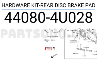 Nissan 440804U028 HARDWARE KIT-REAR DISC BRAKE PAD