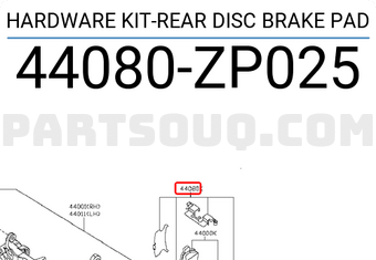 Nissan 44080ZP025 HARDWARE KIT-REAR DISC BRAKE PAD