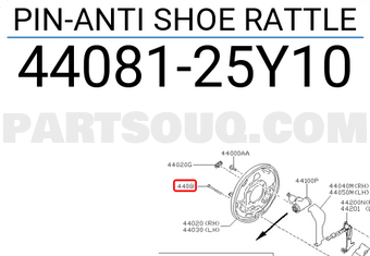 Nissan 4408125Y10 PIN-ANTI SHOE RATTLE