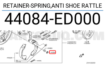 Nissan 44084ED000 RETAINER-SPRING,ANTI SHOE RATTLE