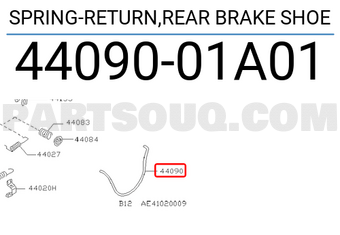 Nissan 4409001A01 SPRING-RETURN,REAR BRAKE SHOE
