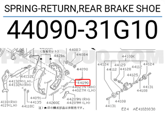 Nissan 4409031G10 SPRING-RETURN,REAR BRAKE SHOE