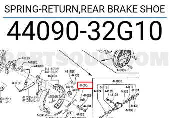 Nissan 4409032G10 SPRING-RETURN,REAR BRAKE SHOE