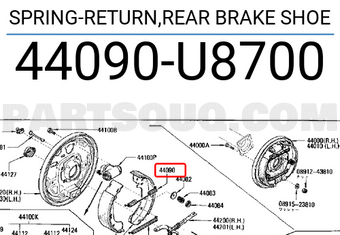 Nissan 44090U8700 SPRING-RETURN,REAR BRAKE SHOE