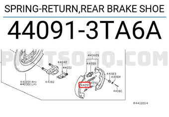 Nissan 440913TA6A SPRING-RETURN,REAR BRAKE SHOE