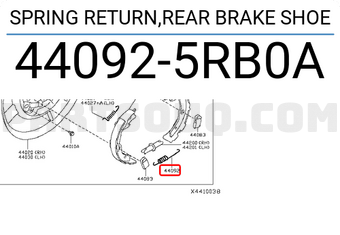 Nissan 440925RB0A SPRING RETURN,REAR BRAKE SHOE