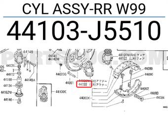 Nissan 44103J5510 CYL ASSY-RR W99