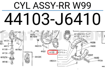 Nissan 44103J6410 CYL ASSY-RR W99