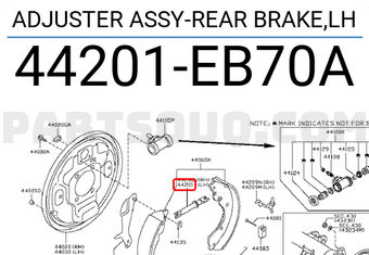 Nissan 44201EB70A ADJUSTER ASSY-REAR BRAKE,LH