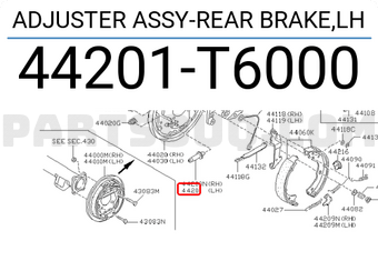 Nissan 44201T6000 ADJUSTER ASSY-REAR BRAKE,LH