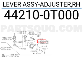Nissan 442100T000 LEVER ASSY-ADJUSTER,RH