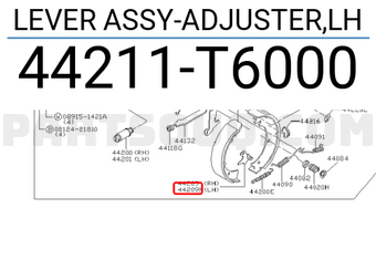 Nissan 44211T6000 LEVER ASSY-ADJUSTER,LH