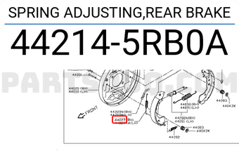 Nissan 442145RB0A SPRING ADJUSTING,REAR BRAKE